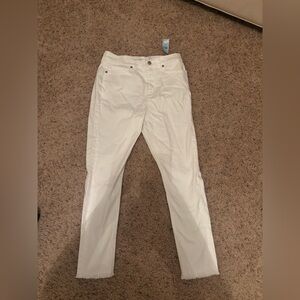 LOFT skinny petite high rise white jeans